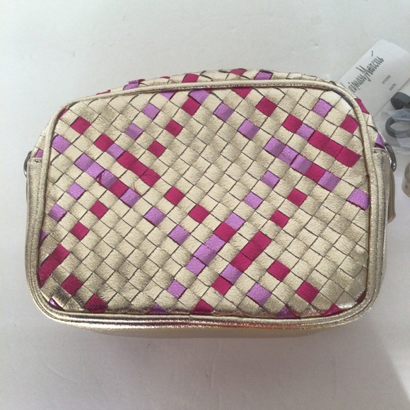 VTG NEIMAN MARCUS GOLD PINK LEATHER WOVEN CROSSBODY CONVERTIBLE CLUTCH B… - Picture 3 of 16